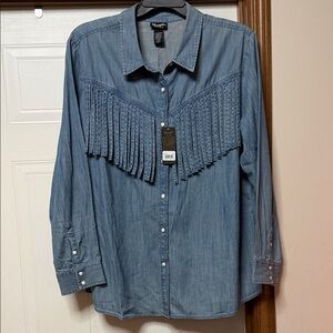 Wrangler Blue Denim Shirt with Fringe